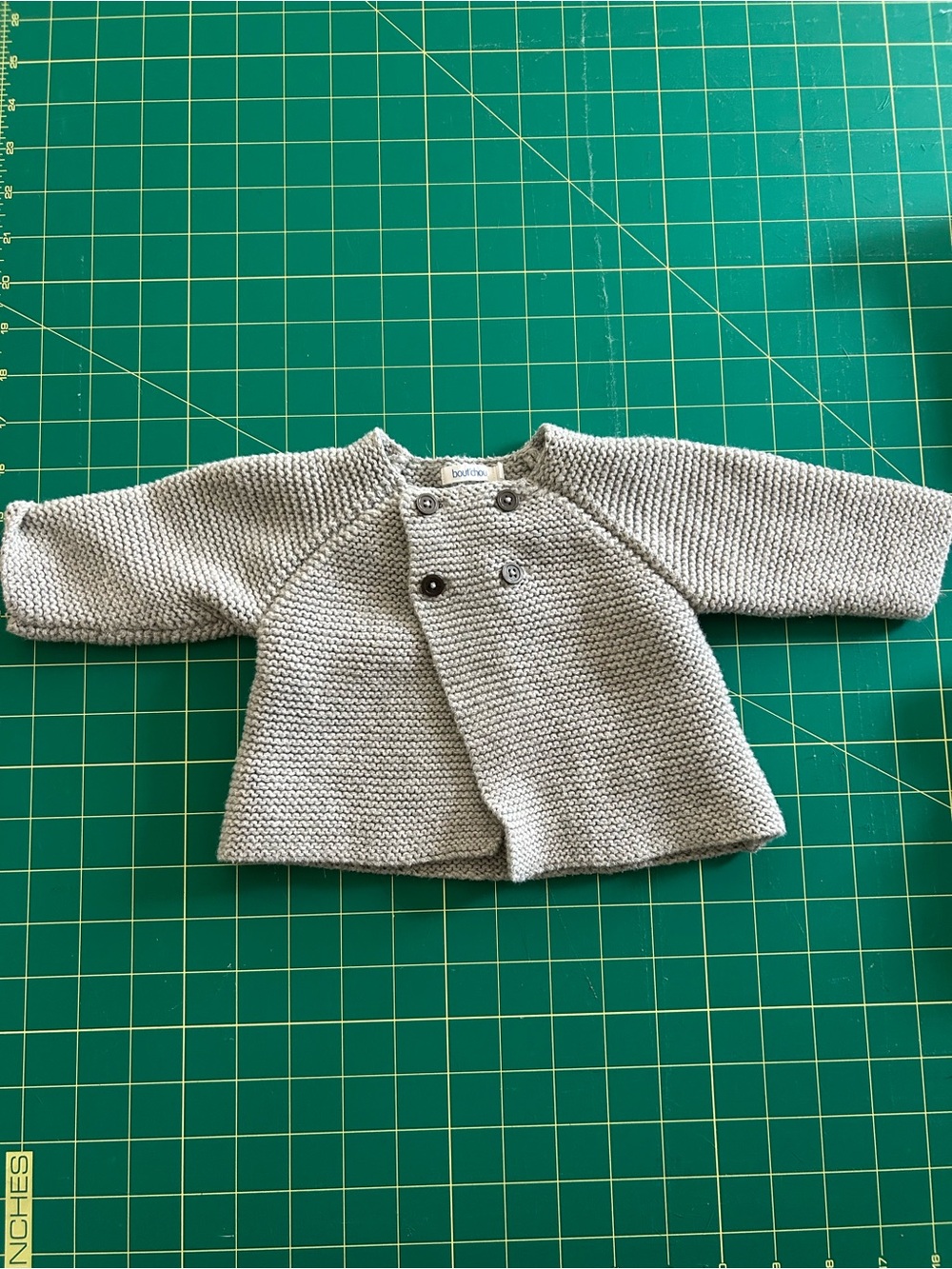 Bout’chou Baby Knit Cardigan - Light Gray Button Front 1mo